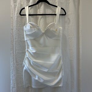 White satin mini dress